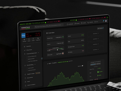 Stock Profile - Overview & Price Chart animation broker charts darktheme dashboard finance graphic design investing investment markets money price share market stock price stockmarket stocks ticker trading ui ux