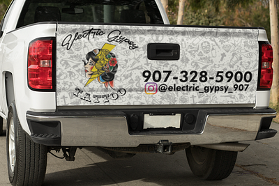 Electric Gypsy Tattoo Tailgate Design alaska design electric graphic graphic design gypsy tailgate tattoo truck wrap