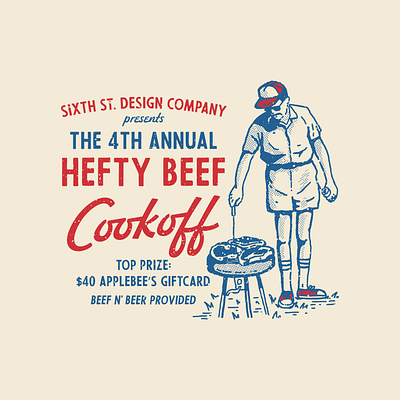 SSDC Hefty Beef Cookoff Logo barbeque bbq branding design graphic design grill hand drawn illustration logo restaurant summer typography vector vintage