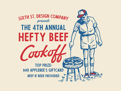 SSDC Hefty Beef Cookoff Logo barbeque bbq branding design graphic design grill hand drawn illustration logo restaurant summer typography vector vintage