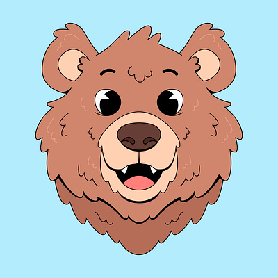 Cartoon bear head animal bear branding brown cartoon character colorful cute design graphic design head illustration logo ui