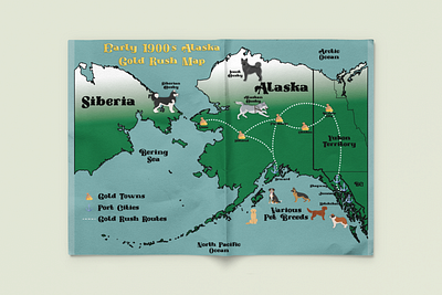 Black Spruce Dog Sledding Gold Rush Map alaska black design dog graphic design map sledding spruce