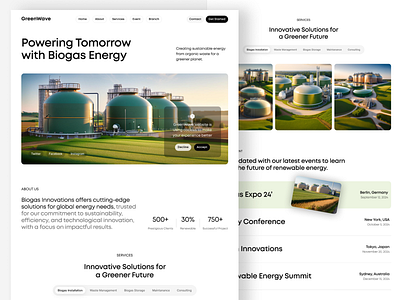 Biogas Renewable Energy - Website biogas clean eco energy energy solutions green green energy landing landing page minimalist renewable renewable energy ui ui ux ui web user interface web web design website website design