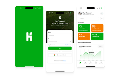 Harvestin – Smart Agriculture App Design🌱 agriculture ai chart chat crop data green login mobile scan ui