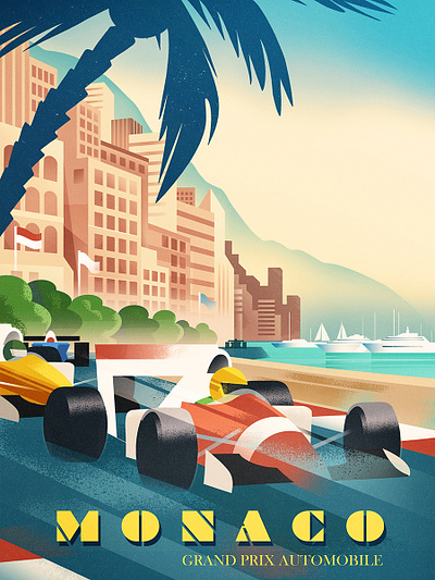 Monaco Formula 1 Poster design formula 1 graphic graphic art illustration monaco poster poster design racing travel art travel poster vintage vintage poster