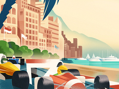 Monaco Formula 1 Poster design formula 1 graphic graphic art illustration monaco poster poster design racing travel art travel poster vintage vintage poster