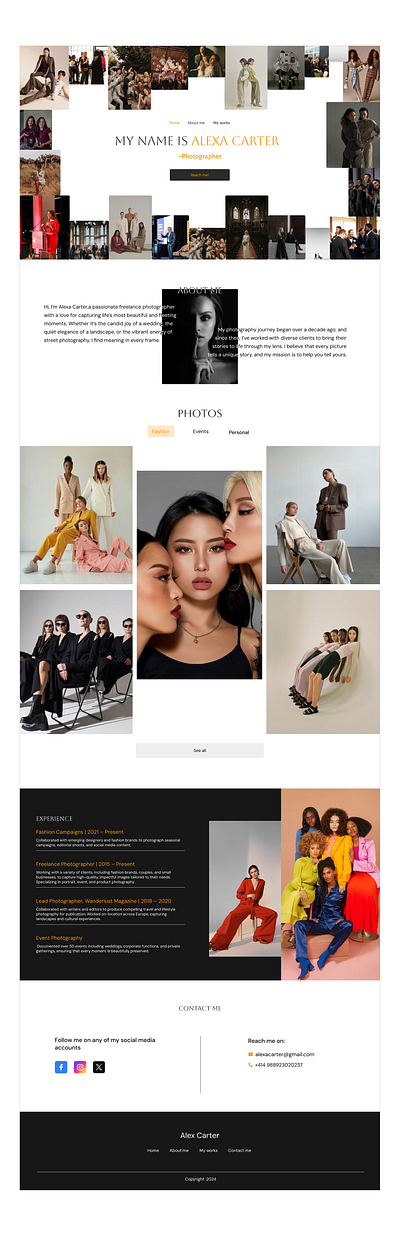 Portfolio ui for photographer photography portfolio uidesign uiux ux web webdesign