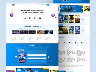 Item & Account Game Marketplace Colorful Clean UI blue purple web design colorful design desktop ui design gaming item game landing page design landing page web marketplace minimalist design uiux design voucher game web design web design landing page web desktop