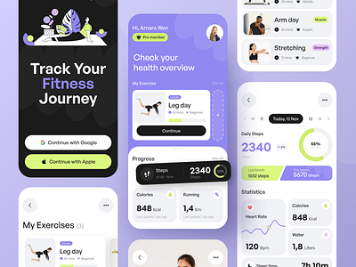 Fitness Mobile App Exploration app branding charts clean dashboard design fitness illustration logo mobile responsive sport stats typography ui ux website whitespace workout yoga