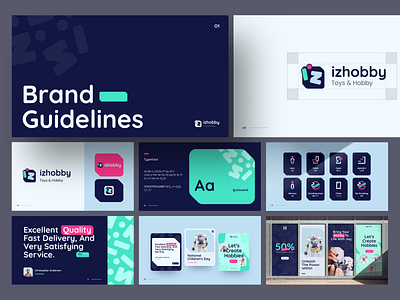 Izhobby - Hobby Store Brand Guidelines Exploration banner brand branding clean design graphic design guideline illustration kids logo marketing ornaments patterns post presentation shop social media toys typography whitespace