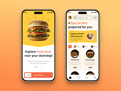 Fresh Food Delivery App – Your Favorite Meals, Just a Tap Away fooddeliveryapp freshfood mobileapp ondemandfood uiuxdesign userexperience vibrantdesign