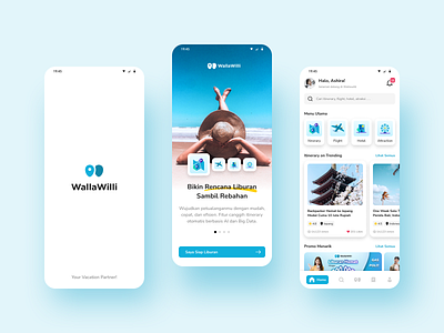 Travelling & Itinerary Mobile App blue ui clean ui mobile flight booking app holiday itinerary itinerary mobile app mobile ui design online travel agent travelling mobile app ui mobile vacation vacation mobile app