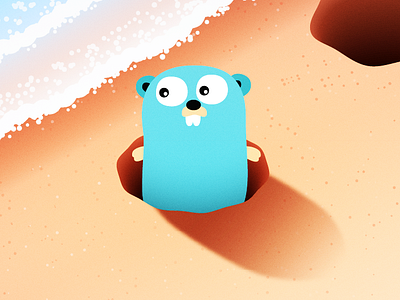 Scaling Apps in Golang beach cloud cnapp go golang gopher gradient grain illustration illustrator isometric security upwind vector wave