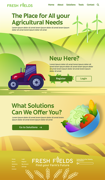 Fresh Fields Landing Page Design agriculture branding farm fields fresh fresh fields landing page web web design