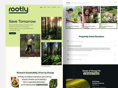 Rootly - Eco-Friendly Awareness Landing Page clean website climate earth earth web eco website ecology ecology uiux web ecosystem environment green green website home page landingpage nature organic recycle renewables vektora website website nature