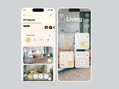 SyncHome - Smart home mobile app app design glassmorphism mobile smart home ui ux