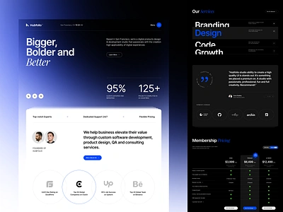 Digital Studio Mainpage - Hubfolio agency dark envato framer mesh gradient portfolio site studio theme ui webflow website