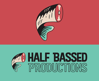 Half Bassed Productions Logo bass branding fish logo meat production