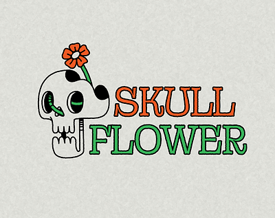 Skull Flower Logo bone branding flower logo plant skull