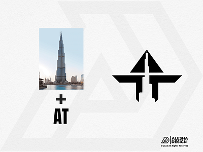 Burj Khalifa x AT Logo Mark a at awesome branding burj khalifa city creative design initials inspirations logo mark middle east minimal monogram negative space qatar simple symbol t