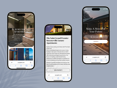 Luxury real estate landing page (Mobile Version) agent branding elegant interiors high end properties landing page logo luxury homes for sale luxury lifestyle luxury living luxury real estate experience minimal modern elegance opulent design premium real estate real estate ui design