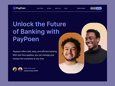 PayPoen - Fintech Payment Service Website Design accounting banking design digital banking finance fintech future website hero page home page landing page neobank p2p payment payment processing tech ui ux web agency web design website website design