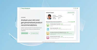 Face Analyzer - UI Dashboard ai artificial intelligence dashboard design face analyzer figma light theme machine learning skincare ui upload a photo ux