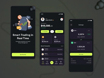 Crypto trading app | Crypto Wallet | Mobile App bitcoin blockchain branding crypto crypto app crypto mobile app crypto trading crypto ui crypto wallet cryptocurrency dribbble eth ethereum illustration logo minimal mobile app token trading ui