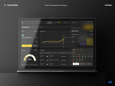 Cred-Flow: Finance Management Webapp ai analysis artifical intelligence banking branding cred dark theme discover finance fintech inspiration interface design new noteworthy popular service ui web design webapp