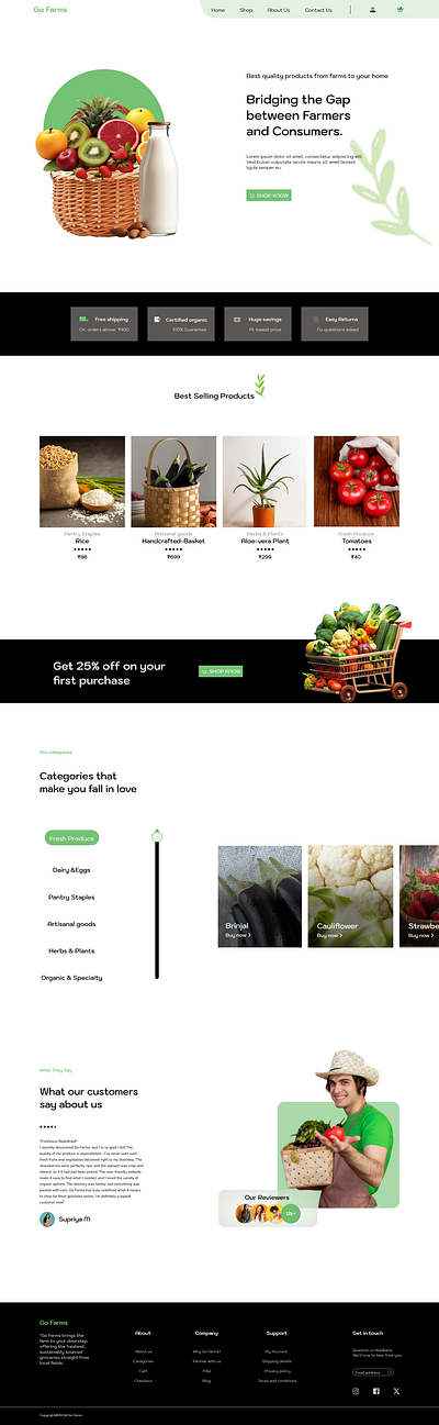 Go Farms: An e-commerce website animation branding design graphic design illustration ui ux vector webdesign