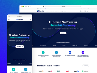 Redesign of the Searchia Website discovery platform product saas saasdesign saasproduct search ui ui design uidesign user interface web webdesign website