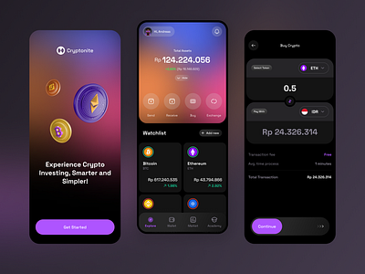 Crypto Design Mobile App bitcoin coin crypto design finance interaction design mobile ui ux