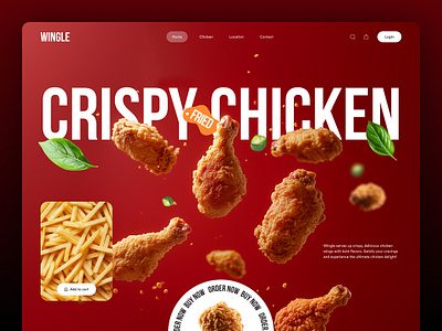 Wingle - Chicken Restaurant Landing Page branding chicken clean design fast food figma food graphic design homepage hotel illustration landing page logo product design restaurant ui ux web web design website