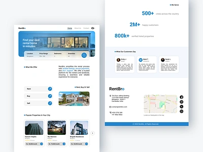 House Rental Website Landing Page aparment booking booking website design landing page properties property website real estate real estate website rent bro rent house rental rentbro residence ui ux web web design website