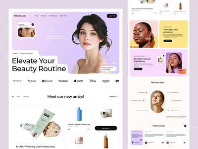 Cosmetics Landing Page app beauty clean clinic cosmetics cosmetology design ecommerce health care makeup marketplace natural salon skin skincare spa treatment ui ux web