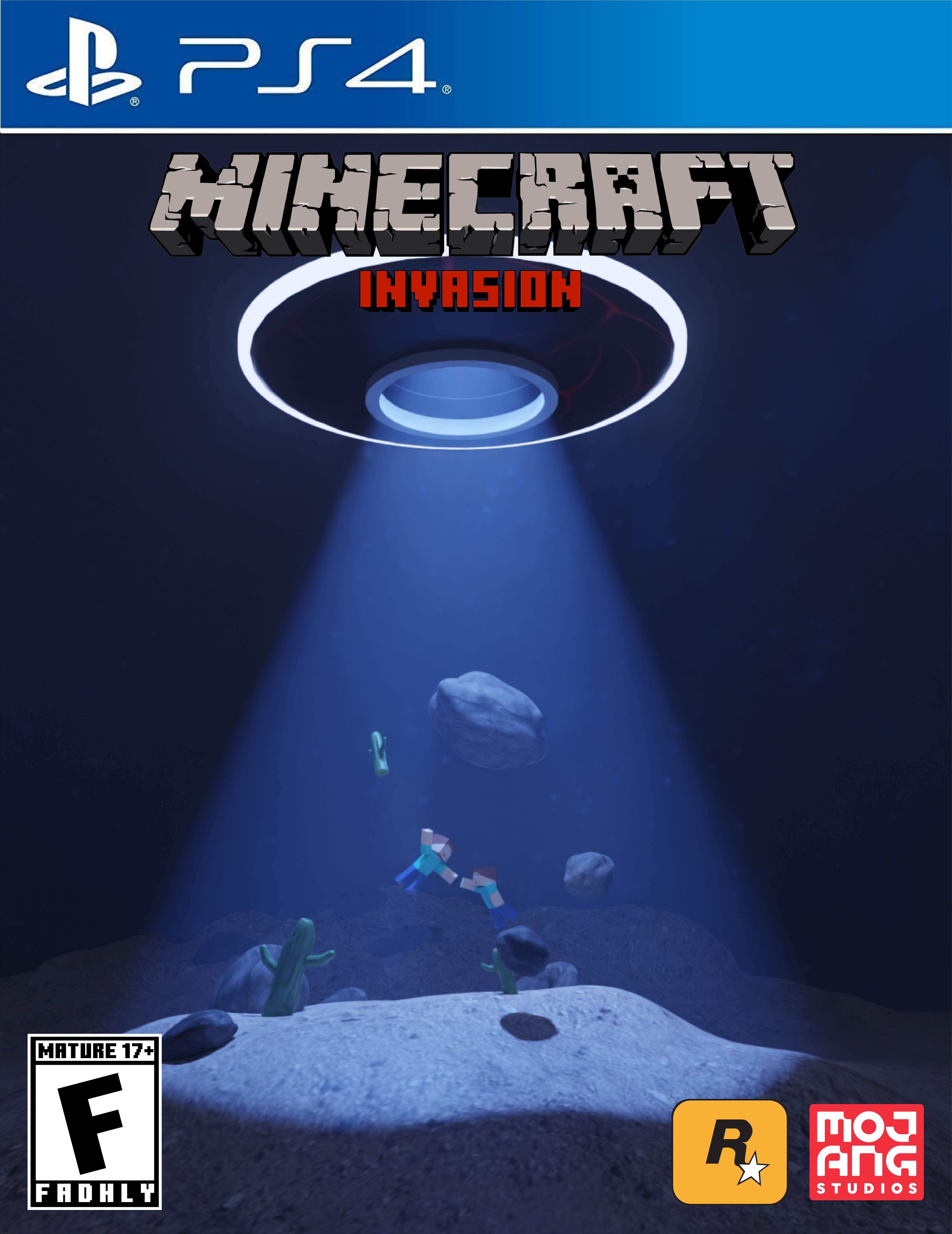 Fake ps4 game cover "Minecraft Invasion" 3d 3d modelling game cover