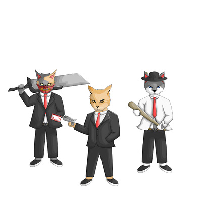 Gangster Cat Vector Art 2d illustration vector vector art