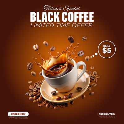 Black Coffee Social Media Post Design