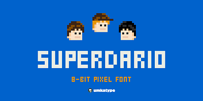 SuperDario Multilingual Pixel Font 8 bit bitmap bold font branding font creative font cyrillic font digital font display font fun font game design logo font modern font multilingıal font pixel font retro font type typeface