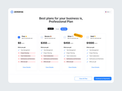 Pricing Plans Screen clean design pricing ui uiux ux ux design