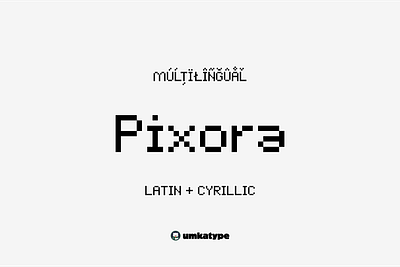 Pixora Pixel Display Font 80s font 90s font branding font cyrillic font font design fun font game development game font multilingual font pixel retro font кириллица шрифт