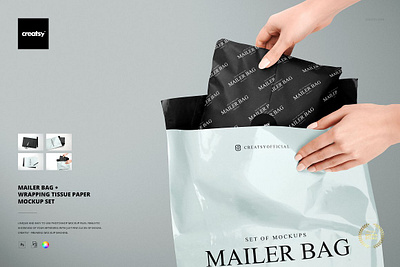 Mailer Bag Wrapping Tissue Paper Set creator creatsy custom customizable design designed generator mailer bag wrapping mock up mock ups mockup mockups pattern patterns personalized smart object surface template templates