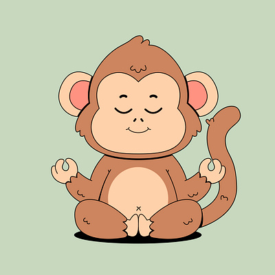 Yoga monkey branding cartoon character colorful cute design drawn graphic design illustration kawaii logo monkey relax relaxed ui yoga