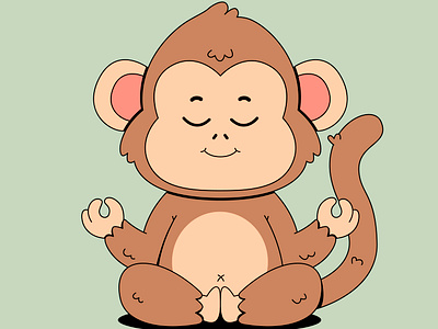 Yoga monkey branding cartoon character colorful cute design drawn graphic design illustration kawaii logo monkey relax relaxed ui yoga