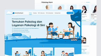 Mental Health Platform | Mentalhealing.id blue illustration landing page mascot mental health microinteraction project psychologist ui ui design ux design