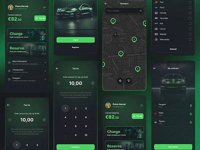 Etra Spark app app car charging charging station electric car etra spark fintech mobile payment payment ui ux uxui