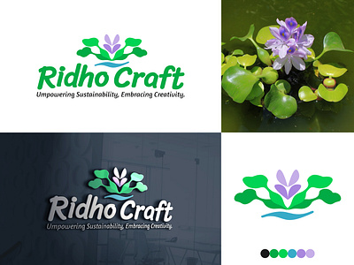 Water Hyacinth Logo Design - Ridho Craft brand identity branding craft logo creative creative design creative logo design elegant logo fresh design fresh logo graphic design logo logo design logos natural natural logo nature logo plant visual identity water hyacinth