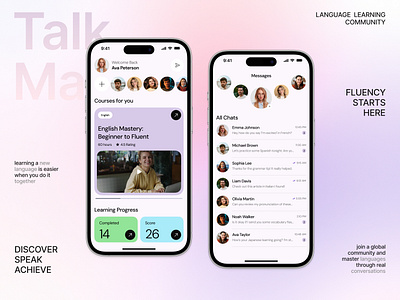 Talk Mates - Mobile Design for a Community of Language Learners app appdesign communityapp design edtech languageapp languagelearners learningplatform mobile mobileapp ui user friendly userexperience uxui