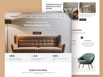 Comfo Couch couch couch web design e commerce website ecommerce furniture furniture shop furniture website furniture website ui landing landing page design modern furniture shopify store ui uiux ux web design