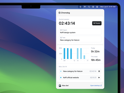 Chronolog - Time tracker widget (macOS) design desktop widget element macos ui ui ux ui design ui element uiuxdesign web web design widget